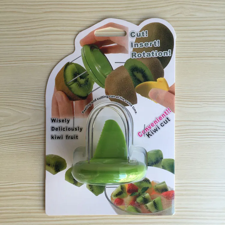 Mini kiwi cutter peeler slicer in ABS and stainless steel, 5.5 x 4.5 cm, with random colour option
