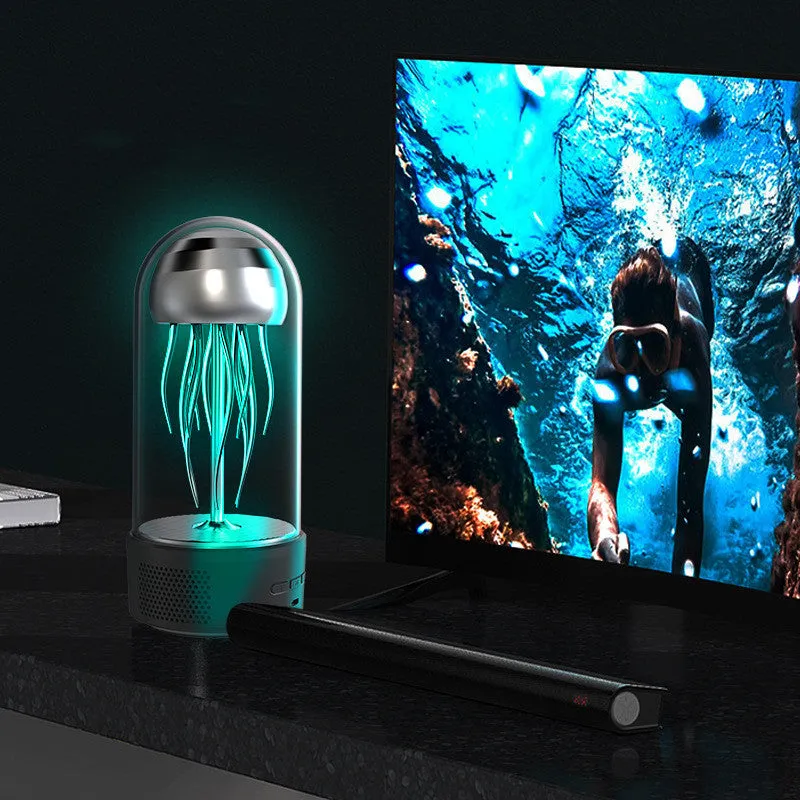 Creative jellyfish Bluetooth speaker with colourful lamp and dual speakers in compact ABS shell