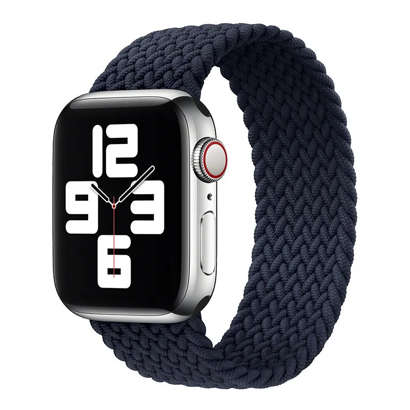 Elastic braided nylon watch strap in rainbow colours for Apple Watch 38mm to 45mm