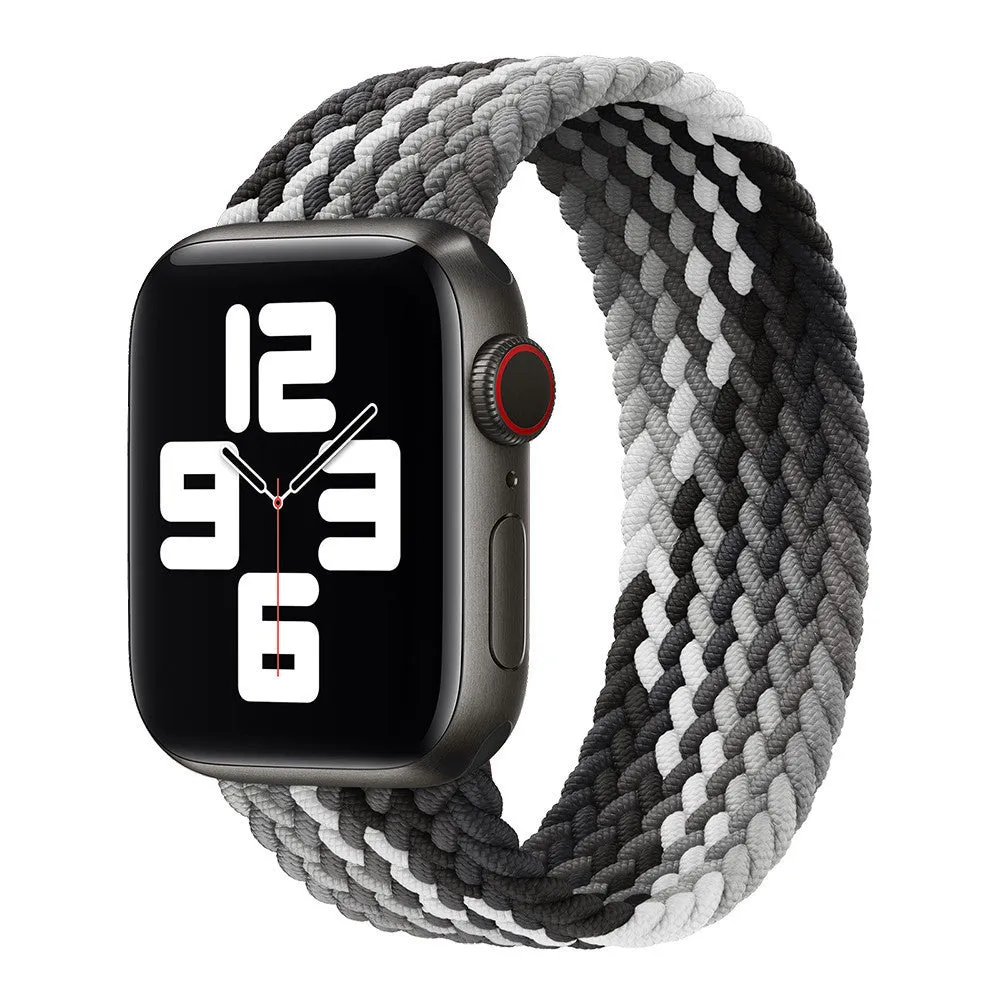 Elastic braided nylon watch strap in rainbow colours for Apple Watch 38mm to 45mm
