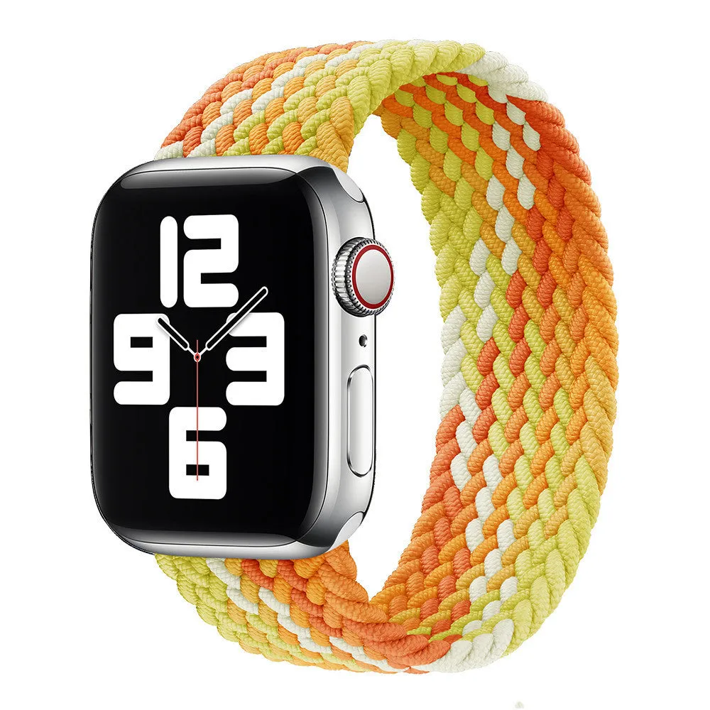 Elastic braided nylon watch strap in rainbow colours for Apple Watch 38mm to 45mm