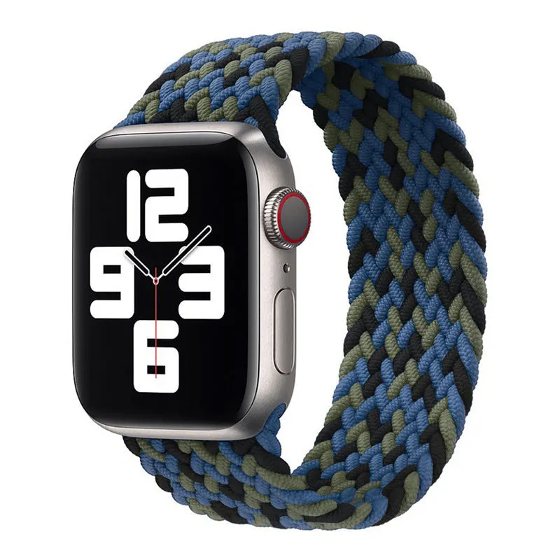 Elastic braided nylon watch strap in rainbow colours for Apple Watch 38mm to 45mm