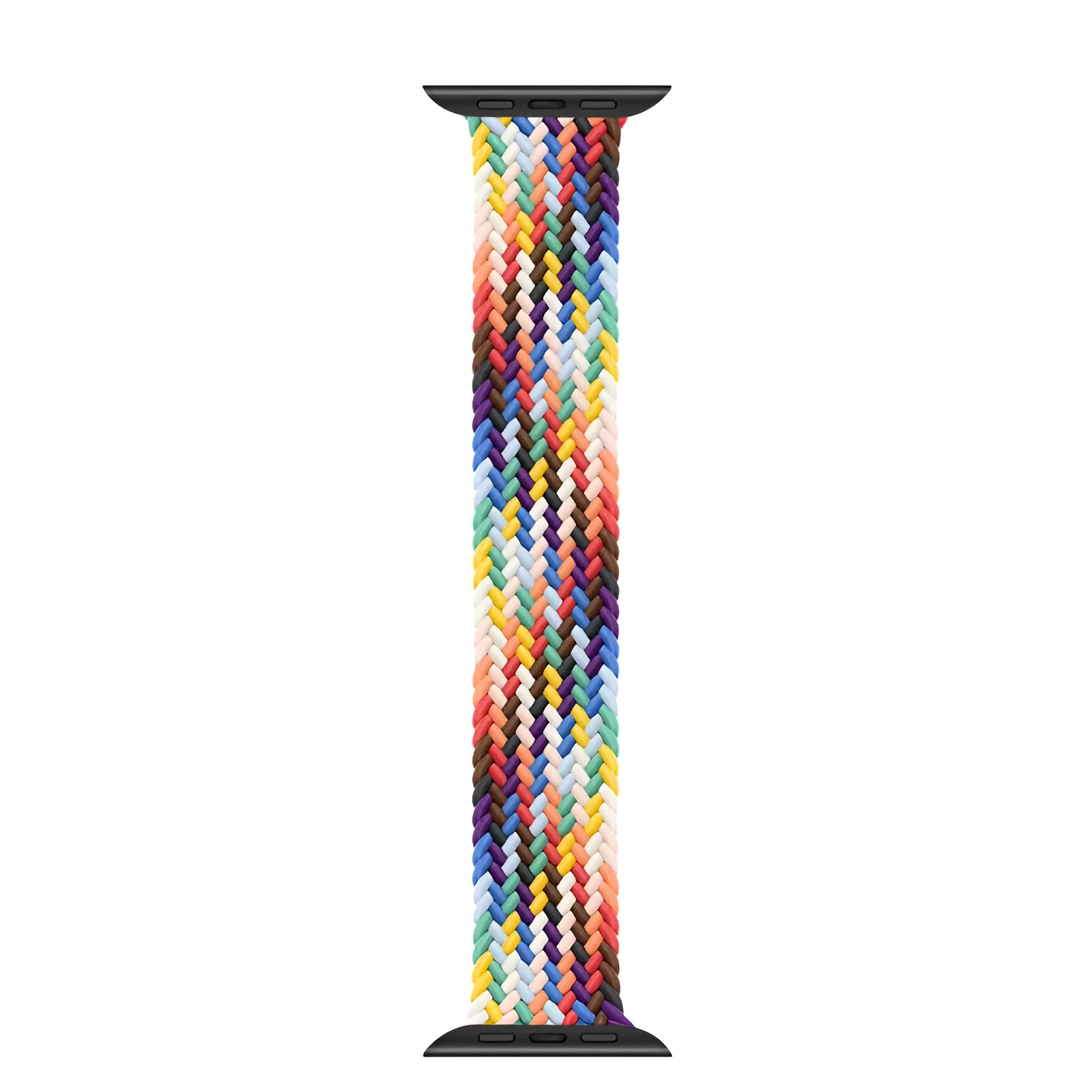 Elastic braided nylon watch strap in rainbow colours for Apple Watch 38mm to 45mm