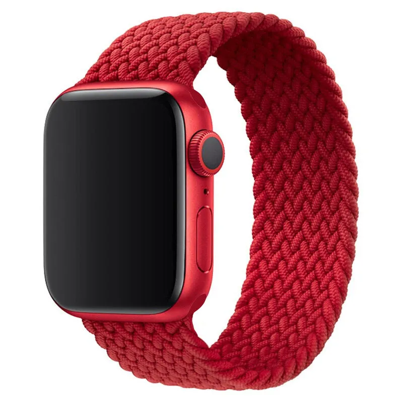 Elastic braided nylon watch strap in rainbow colours for Apple Watch 38mm to 45mm