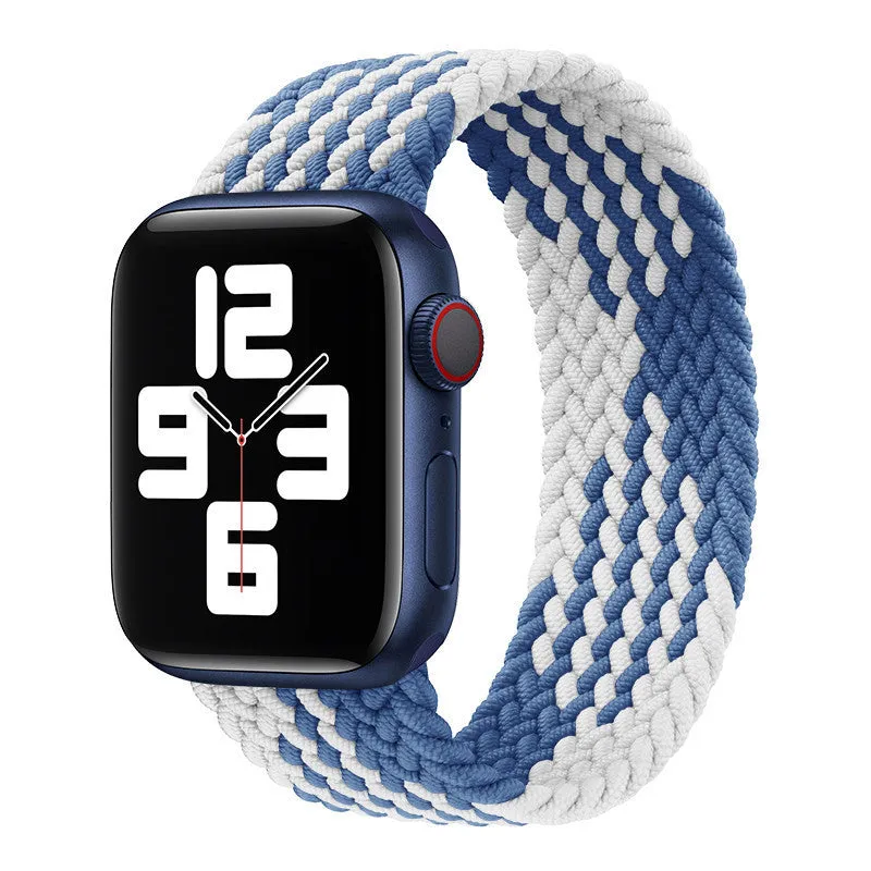 Elastic braided nylon watch strap in rainbow colours for Apple Watch 38mm to 45mm