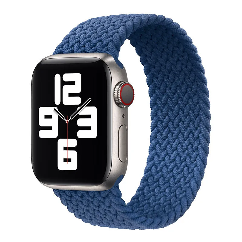 Elastic braided nylon watch strap in rainbow colours for Apple Watch 38mm to 45mm