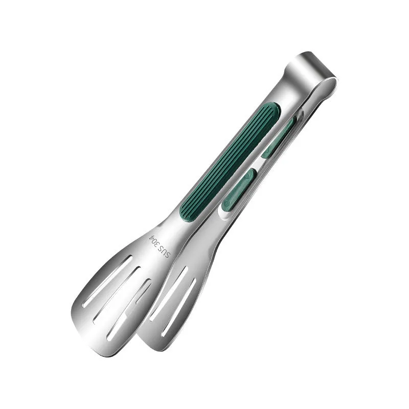 Set of three 304 stainless steel kitchen tongs with silicone handles in 7, 9, and 12 inch sizes