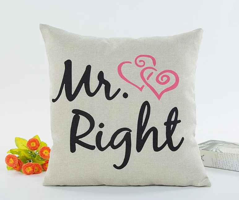 Linen valentine couple hugging pillowcase decorative square cushion cover 45x45cm