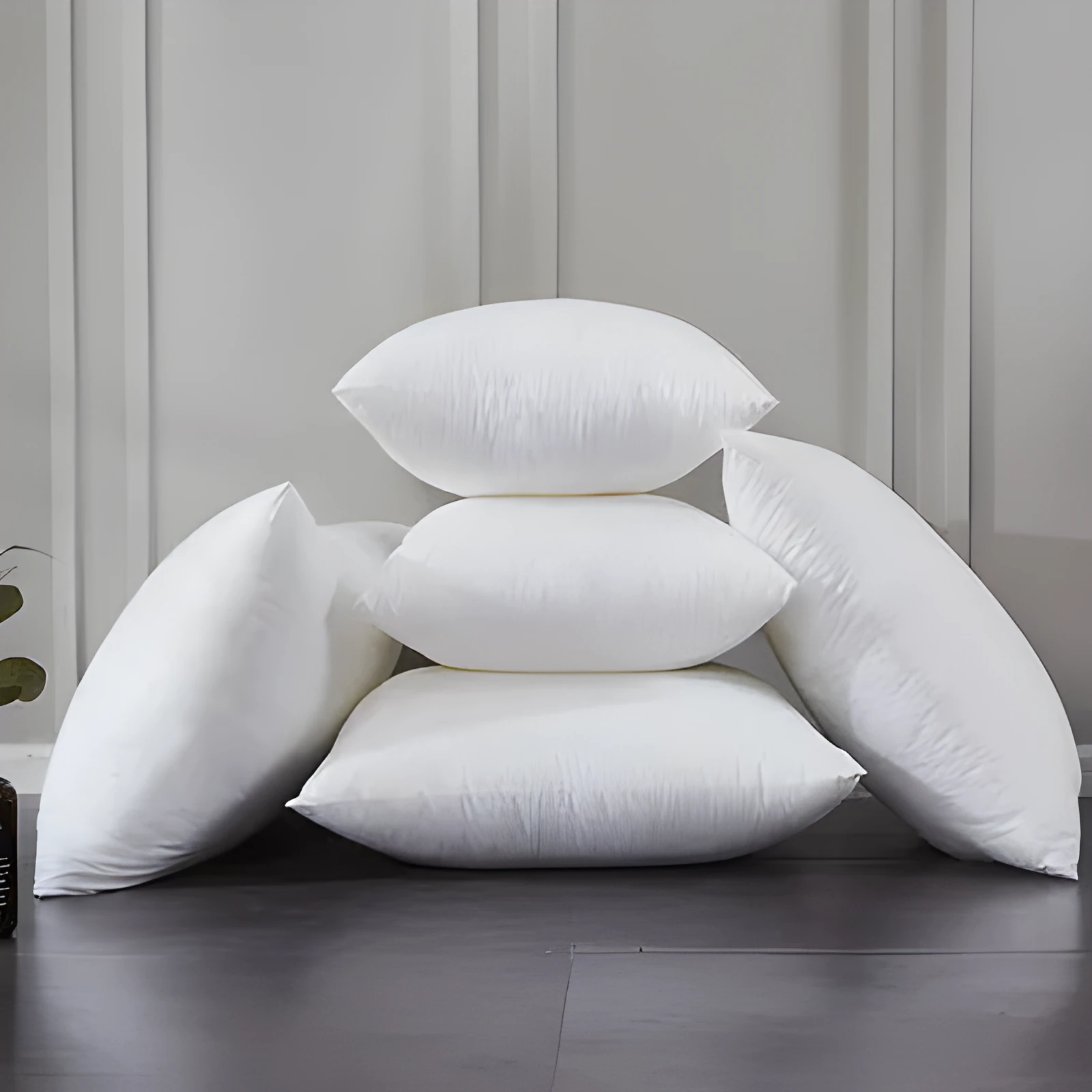White cotton throw pillow with detachable cover in large rectangular size for sofa or bed