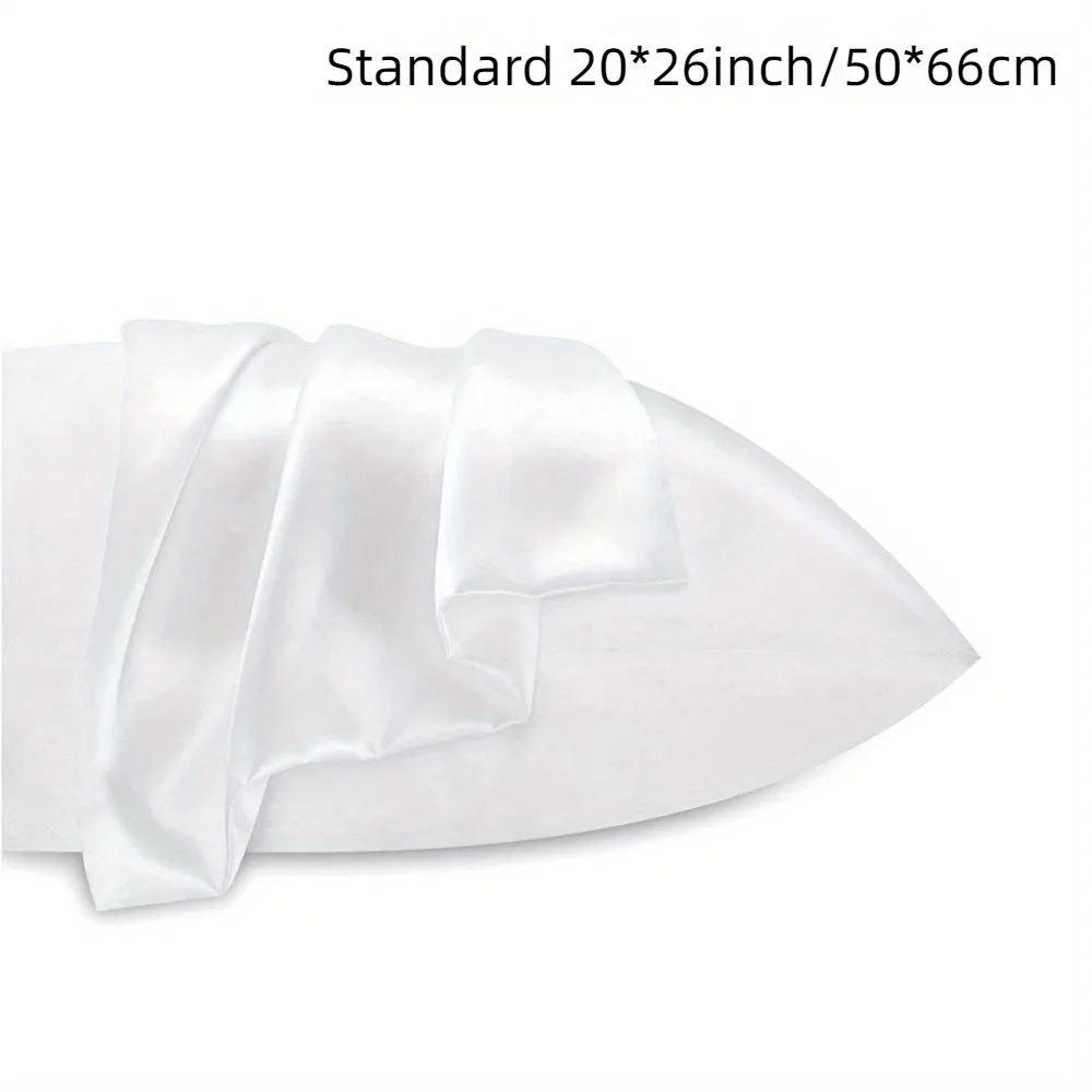 A pair of solid colour satin cloth pillowcases in a choice of thirteen colours including navy blue and rose red.