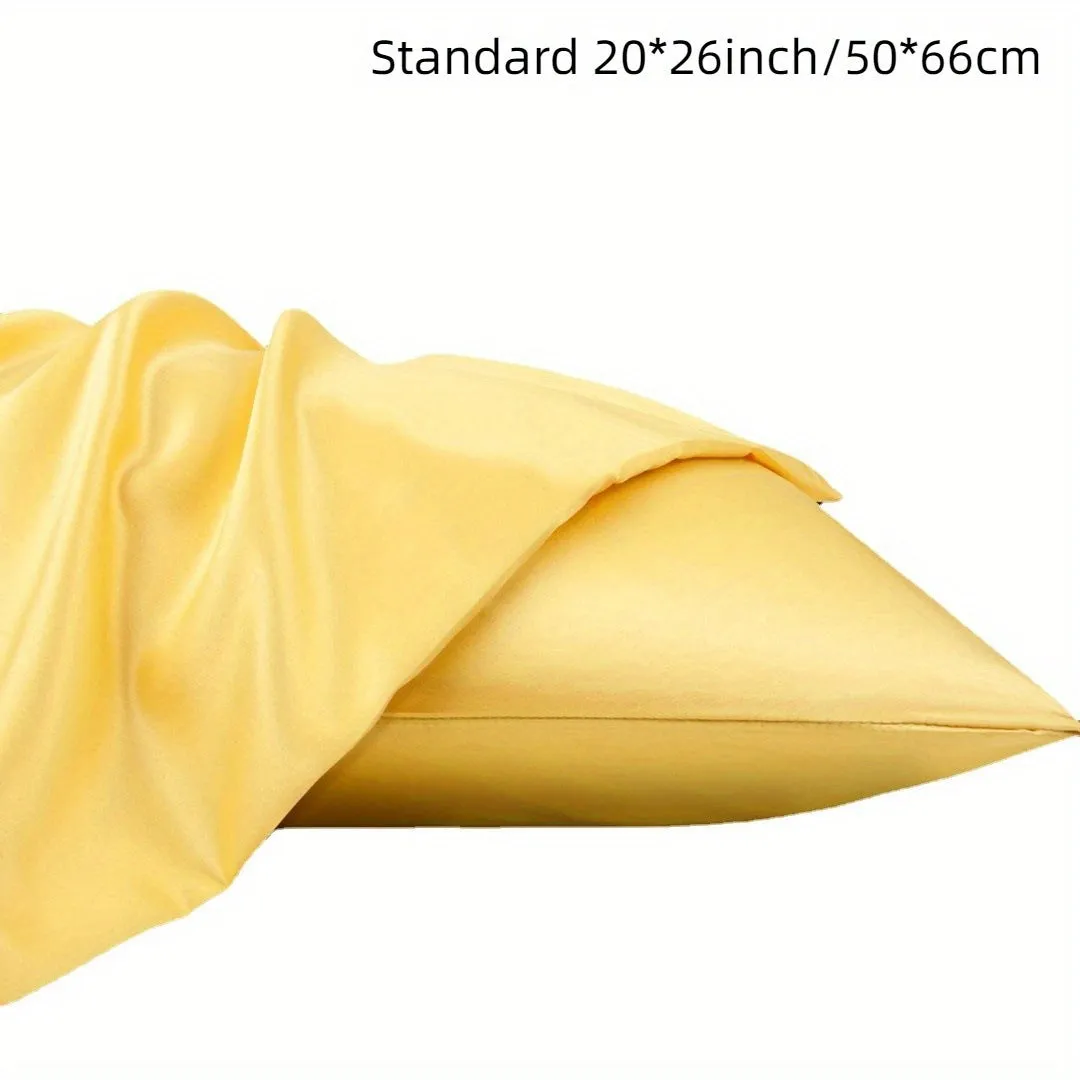 A pair of solid colour satin cloth pillowcases in a choice of thirteen colours including navy blue and rose red.