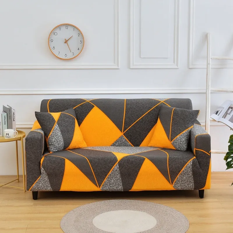 Elastic polyester striped sofa cover in modern design for a 3-seat sofa, available in 15 colours