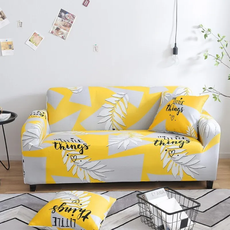 Elastic polyester striped sofa cover in modern design for a 3-seat sofa, available in 15 colours