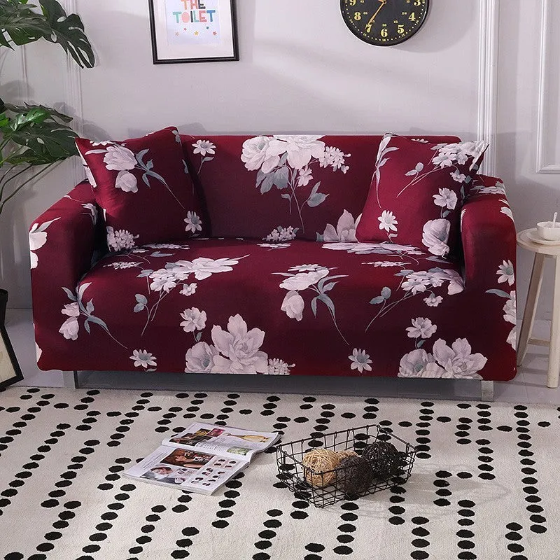 Elastic polyester striped sofa cover in modern design for a 3-seat sofa, available in 15 colours