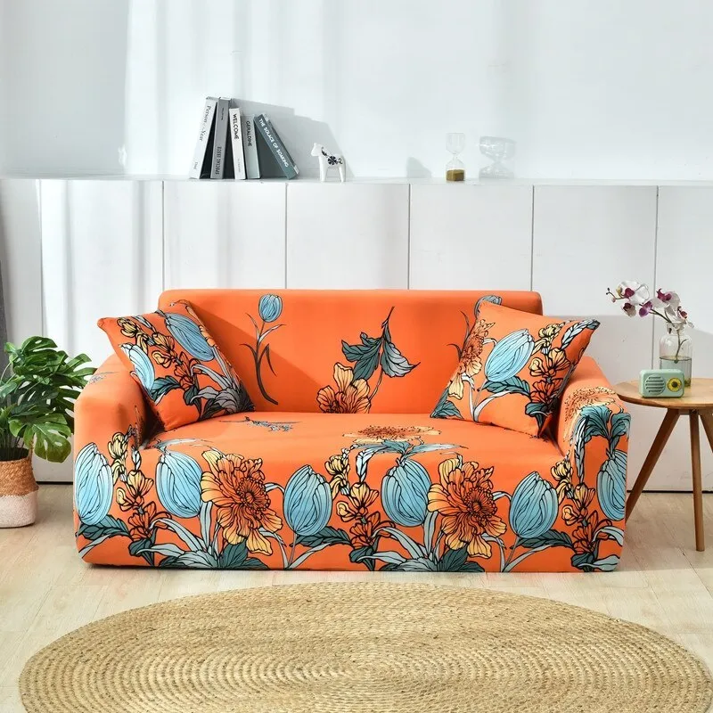 Elastic polyester striped sofa cover in modern design for a 3-seat sofa, available in 15 colours