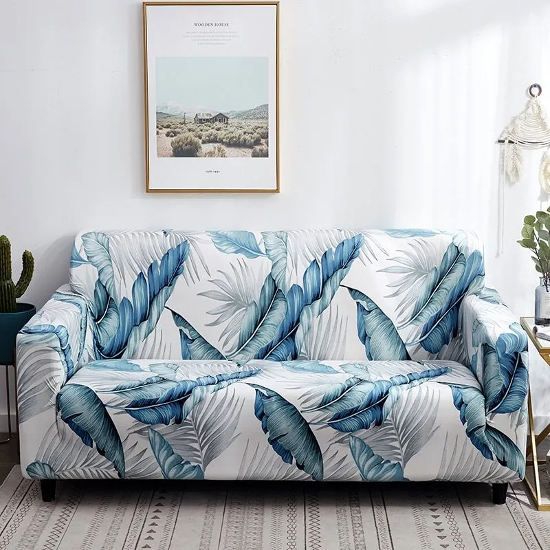 Elastic polyester striped sofa cover in modern design for a 3-seat sofa, available in 15 colours