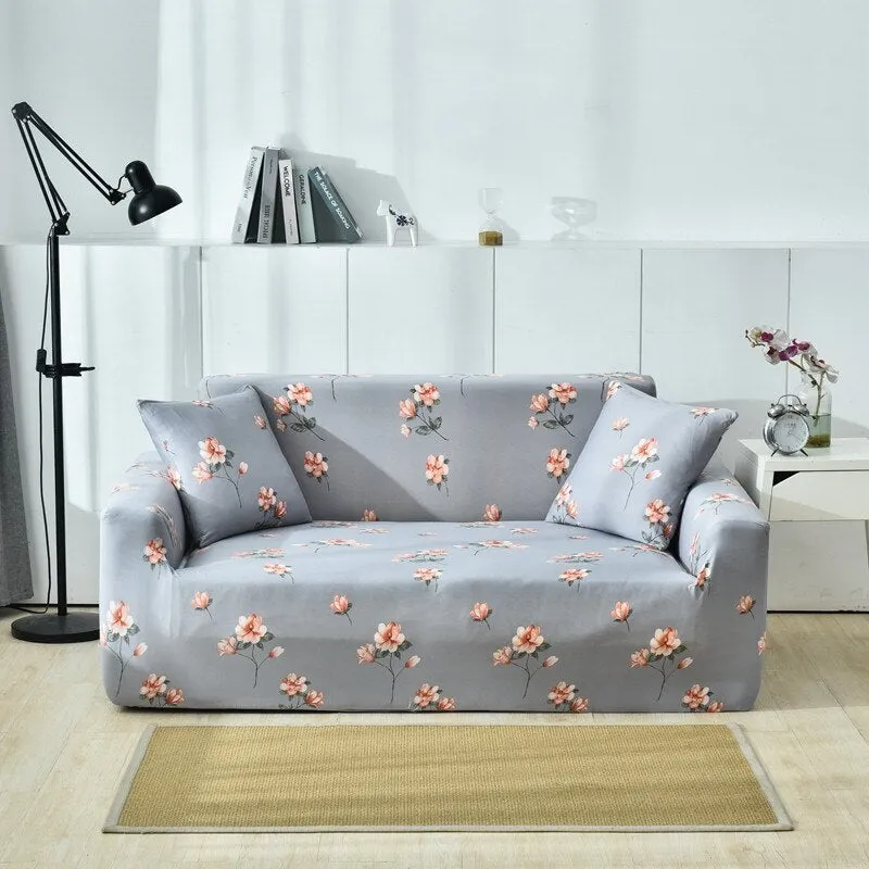 Elastic polyester striped sofa cover in modern design for a 3-seat sofa, available in 15 colours