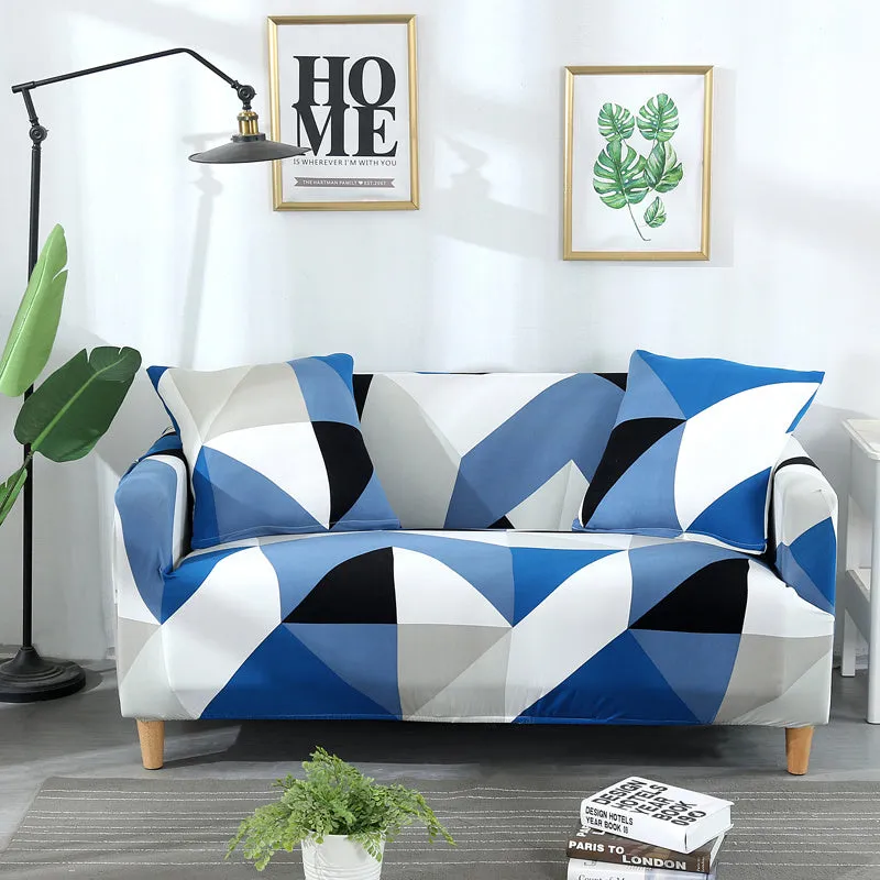 Elastic polyester striped sofa cover in modern design for a 3-seat sofa, available in 15 colours
