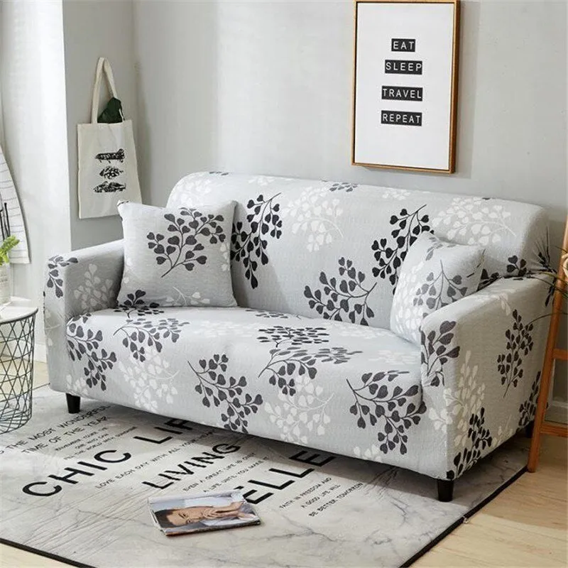 Elastic polyester striped sofa cover in modern design for a 3-seat sofa, available in 15 colours