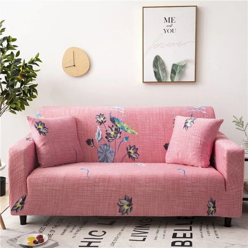 Elastic polyester striped sofa cover in modern design for a 3-seat sofa, available in 15 colours