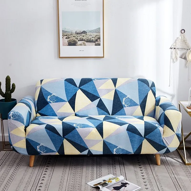 Elastic polyester striped sofa cover in modern design for a 3-seat sofa, available in 15 colours