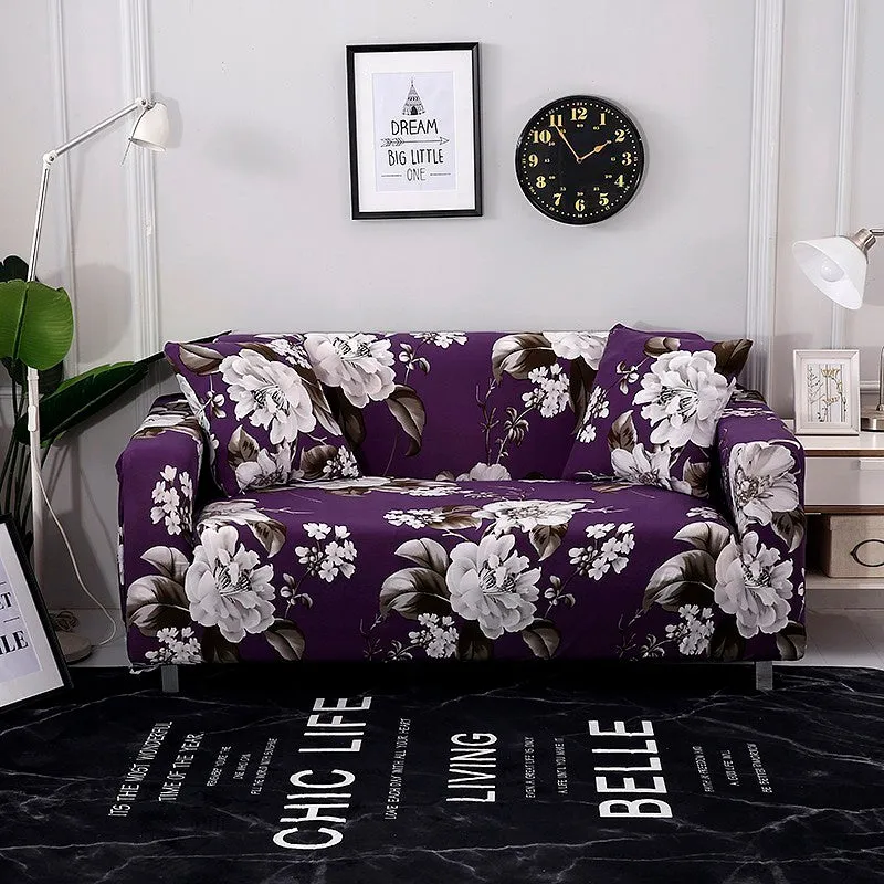 Elastic polyester striped sofa cover in modern design for a 3-seat sofa, available in 15 colours