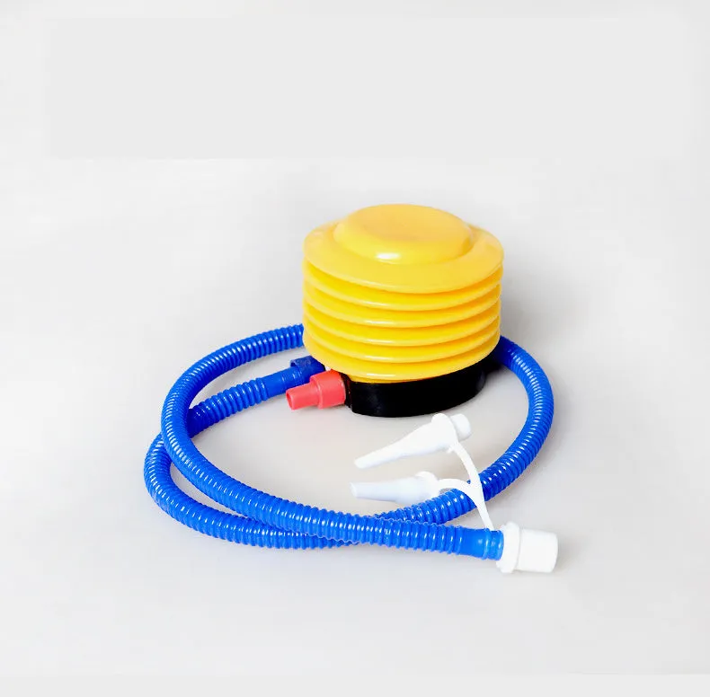 Inflatable pool basketball hoop and ring toss game set floating on water near a swimming pool