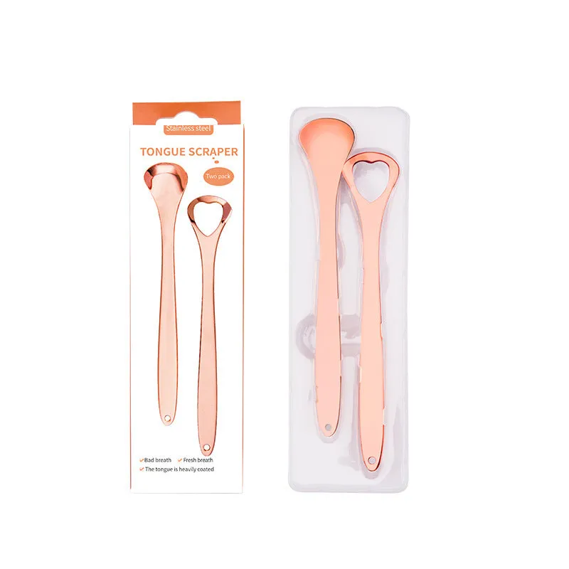 304 stainless steel U-shaped tongue scraper in silver finish, 19.5 cm length, for oral hygiene and fresh breath