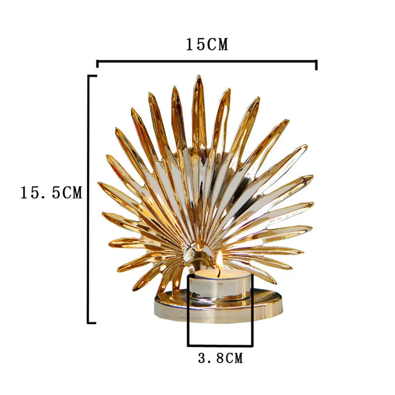Golden metal candle holder with three style options A B C for table decoration
