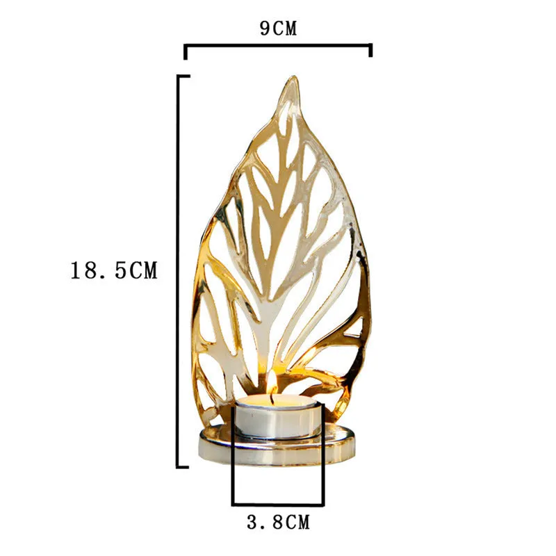 Golden metal candle holder with three style options A B C for table decoration