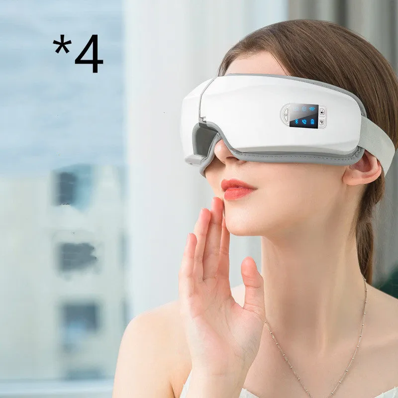 White eye massager with PU cover, LCD screen, and folding USB design for eye fatigue relief