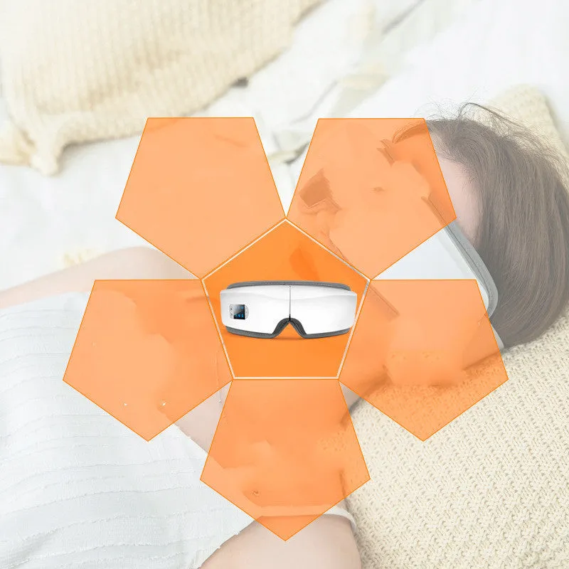 White eye massager with PU cover, LCD screen, and folding USB design for eye fatigue relief