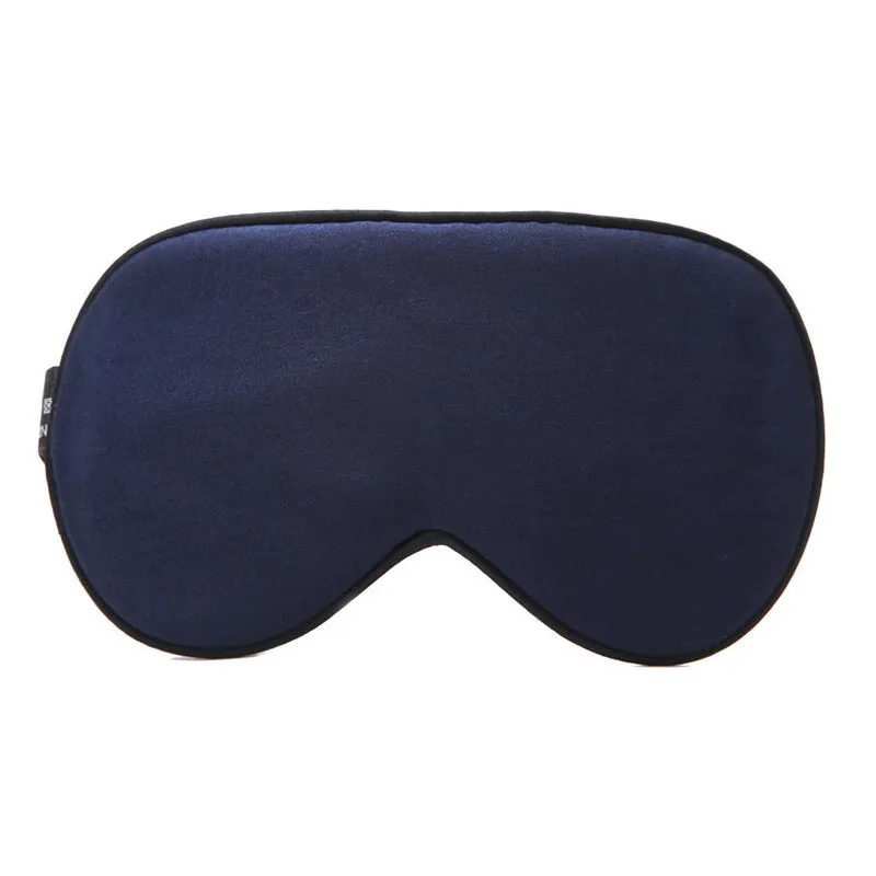 Double-sided mulberry silk sleep eye mask with embroidered pattern in champagne colour