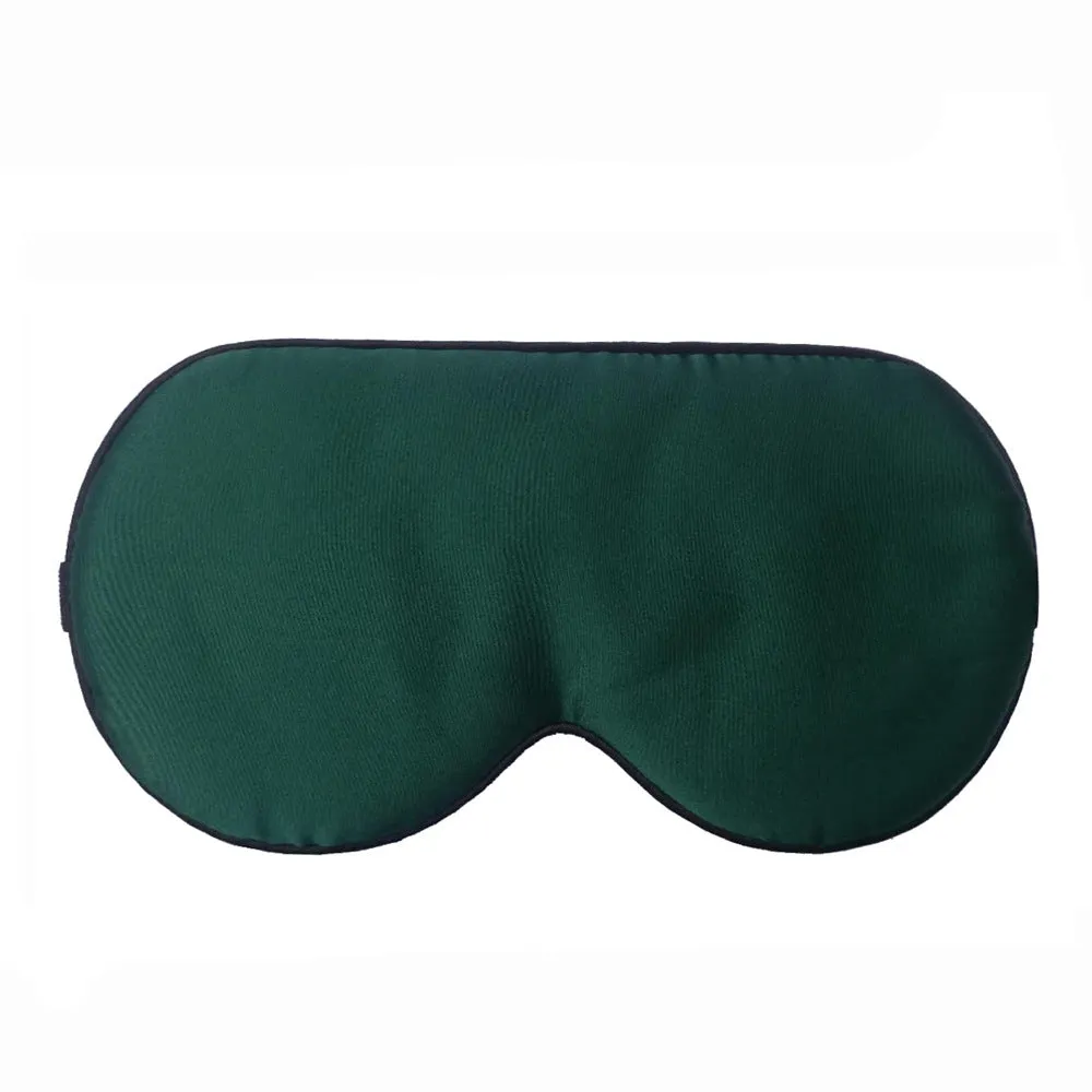 Double-sided mulberry silk sleep eye mask with embroidered pattern in champagne colour