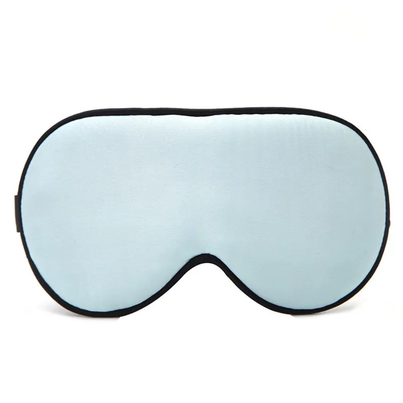 Double-sided mulberry silk sleep eye mask with embroidered pattern in champagne colour