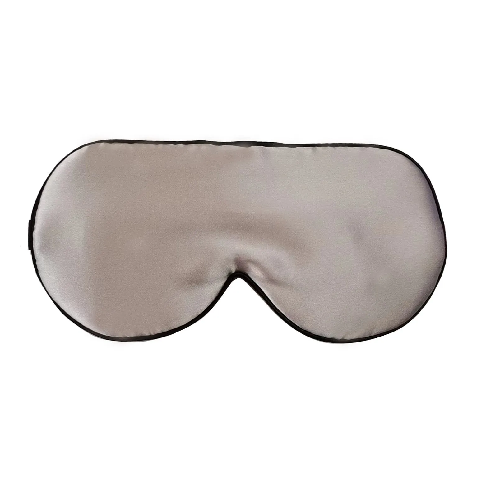 Double-sided mulberry silk sleep eye mask with embroidered pattern in champagne colour