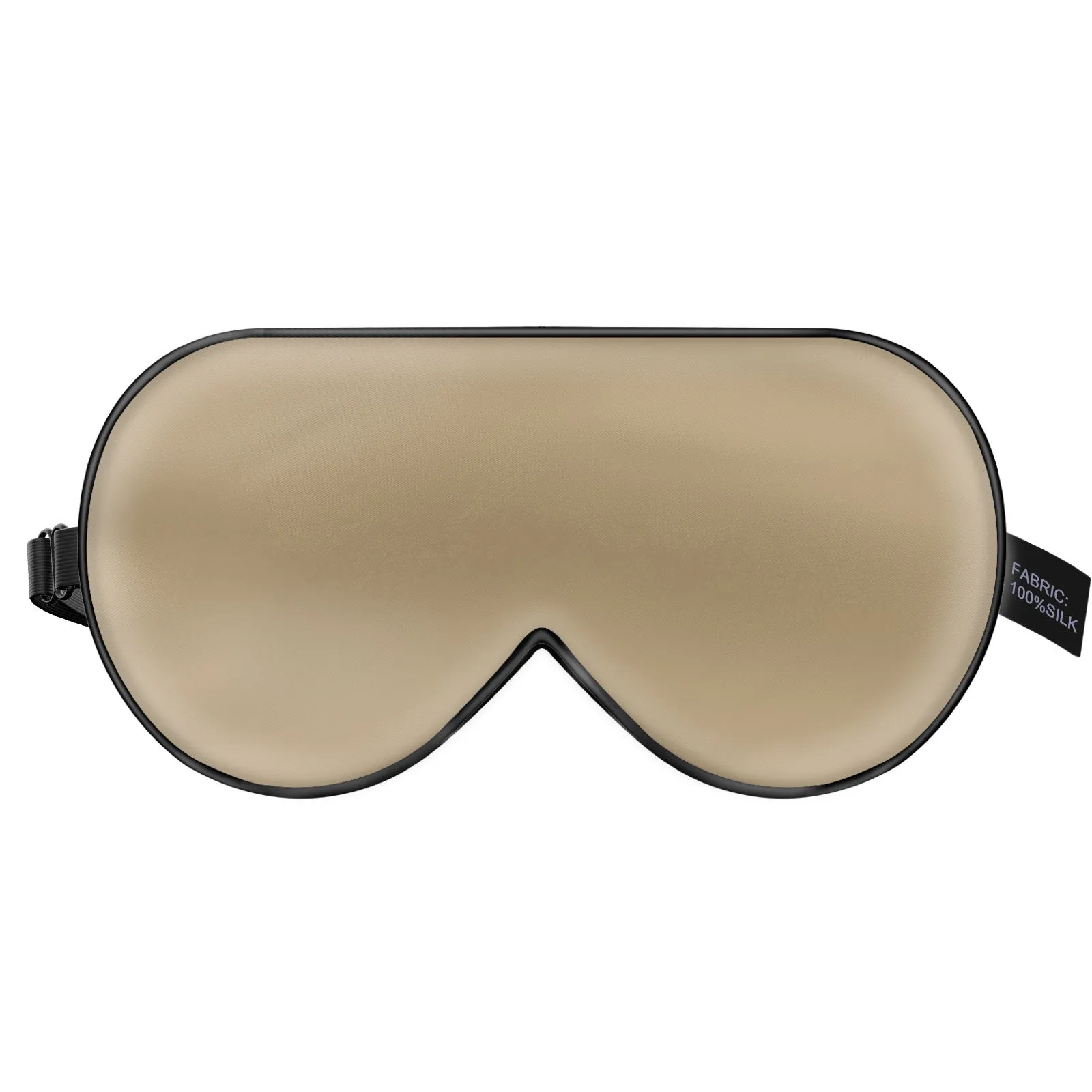 Double-sided mulberry silk sleep eye mask with embroidered pattern in champagne colour