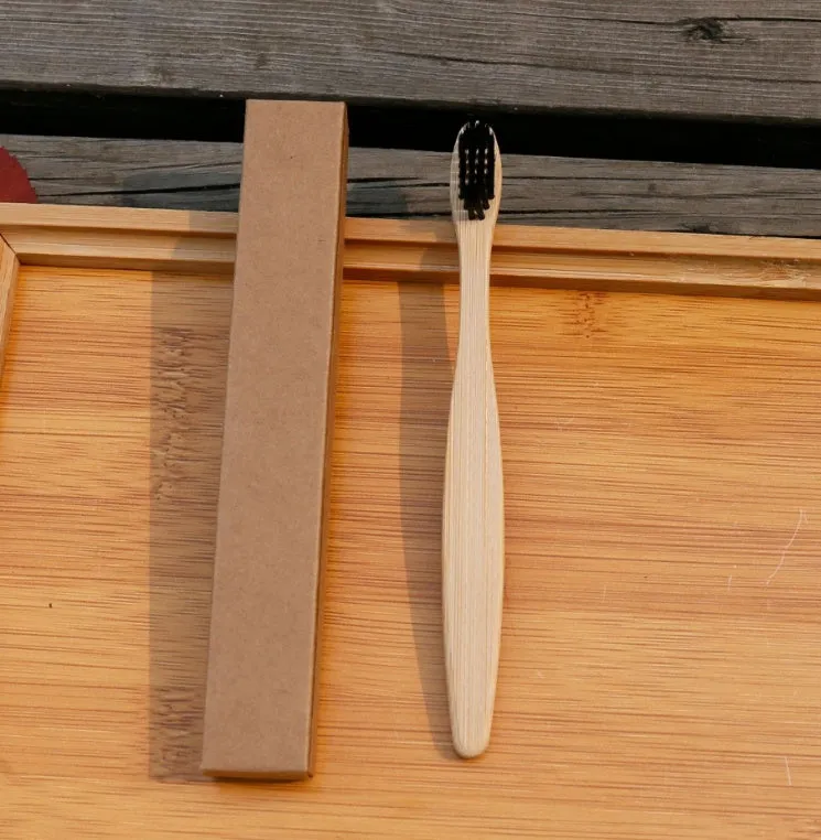 Eco friendly bamboo soft fibre toothbrush with biodegradable handle for adults