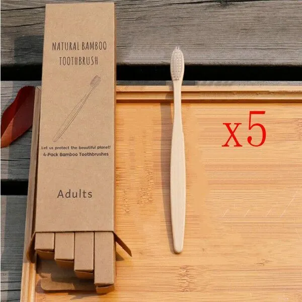 Eco friendly bamboo soft fibre toothbrush with biodegradable handle for adults