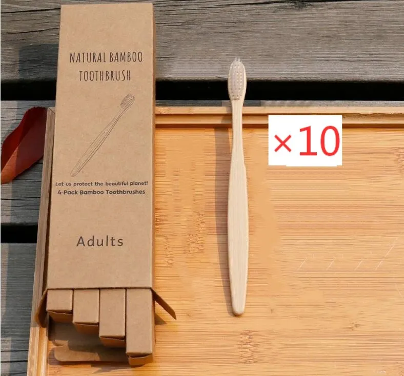 Eco friendly bamboo soft fibre toothbrush with biodegradable handle for adults