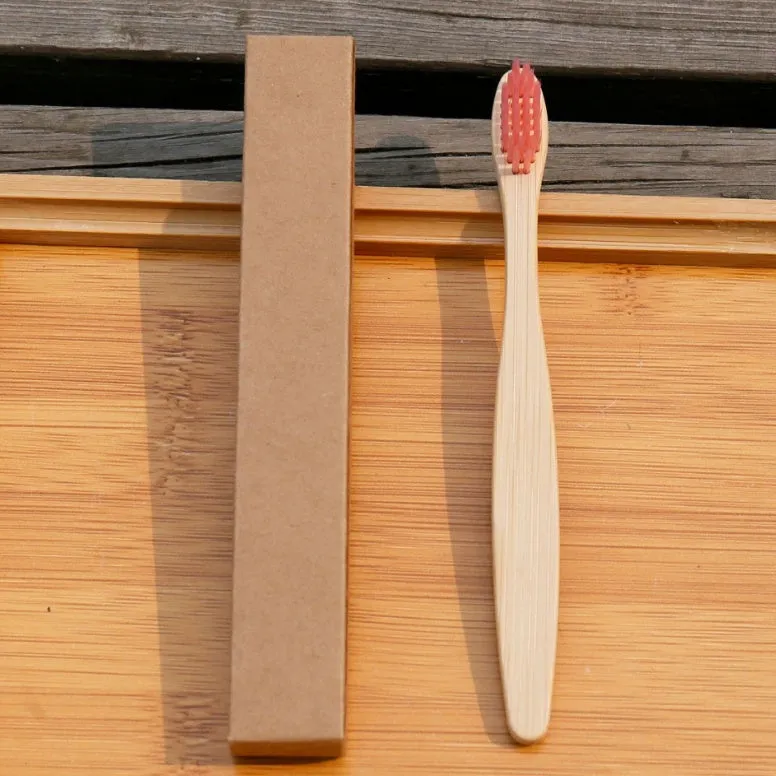 Eco friendly bamboo soft fibre toothbrush with biodegradable handle for adults