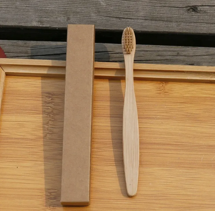 Eco friendly bamboo soft fibre toothbrush with biodegradable handle for adults