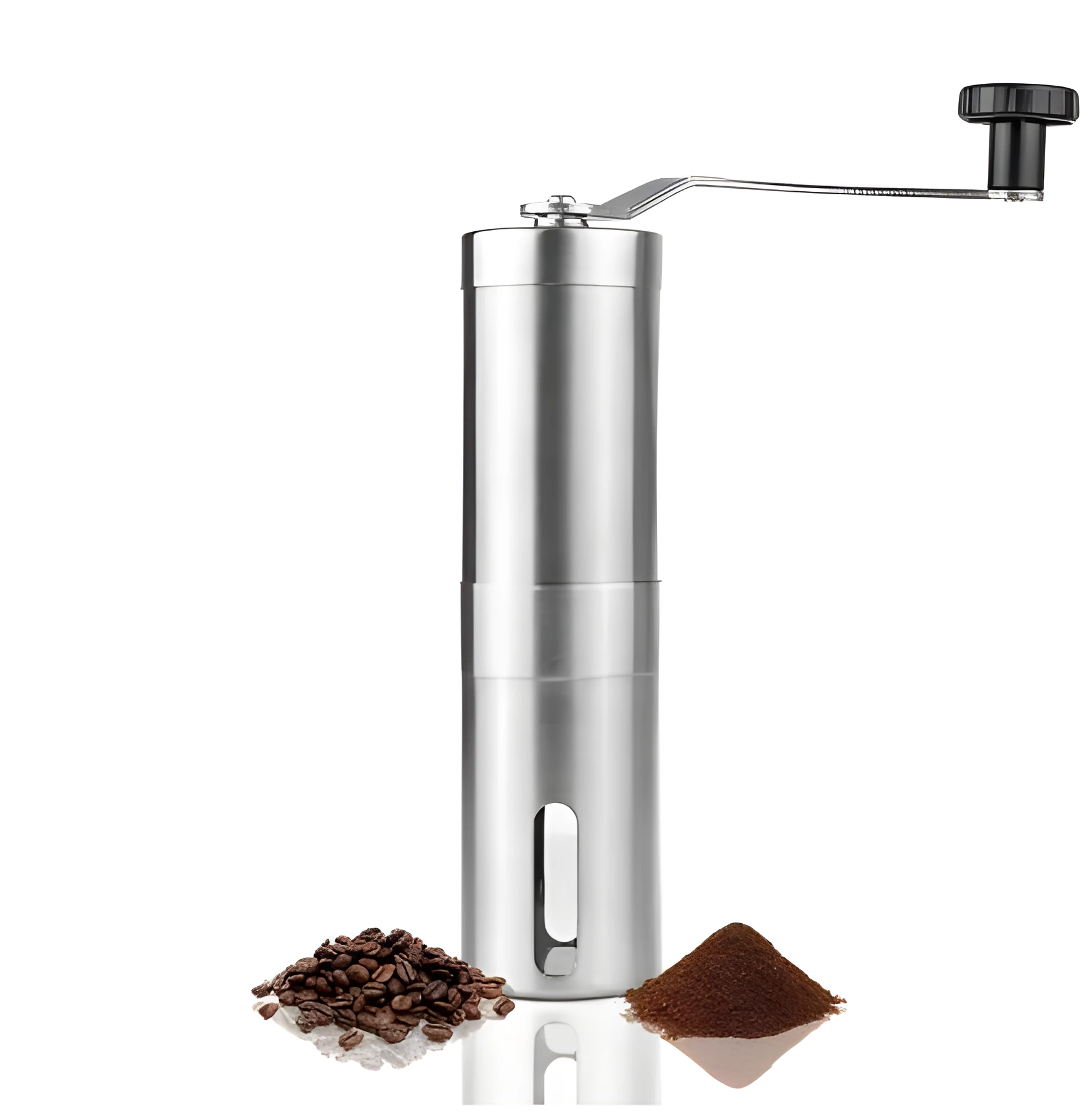 Hand coffee grinder stainless steel manual ceramic burr mill 30g capacity silver and black