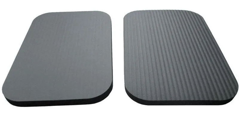 Black yoga knee pad 29x19x1.5cm NBR high density foam on floor with abdominal wheel