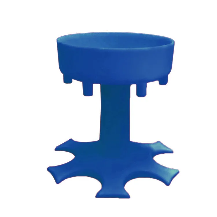 6-port wine dispenser with funnel and six cups in blue, grey, and pink colour options