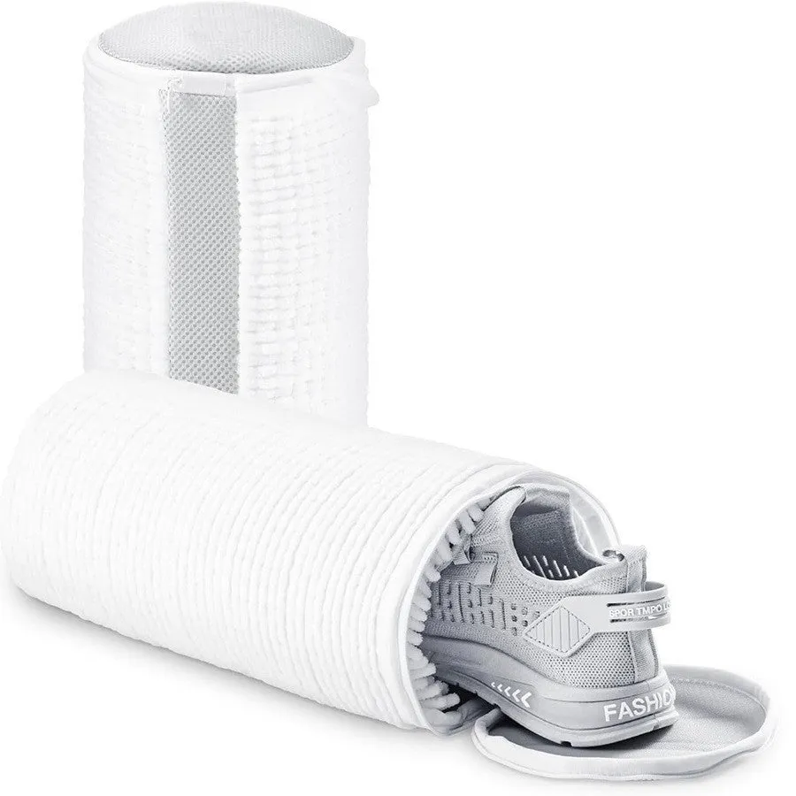 Shoe washing bag made of polyester in white colour, anti-deformation design for machine washing