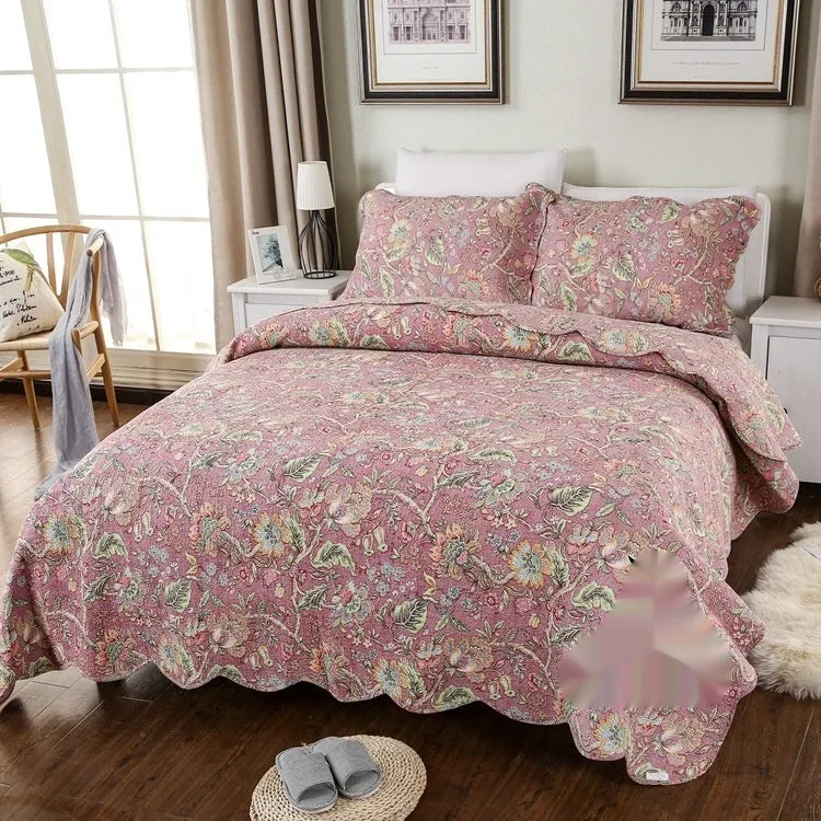 Pure cotton bedspread three-piece set with geometric printed pattern for 1.8 metre bed
