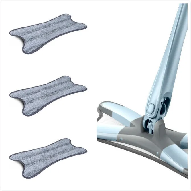 White hand-free flat mop with ABS head and metal pedal next to plastic basket