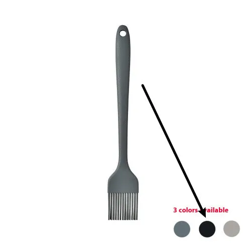 12-piece silicone kitchen utensil set in rotating storage bucket, including spatula, spoon, ladel, and egg beater on kitchen counter.