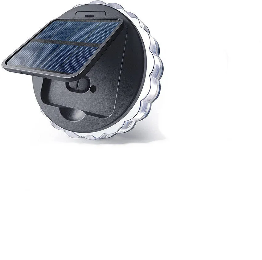 Round solar fence light with 9 LED lights in ABS housing for outdoor wall mounting
